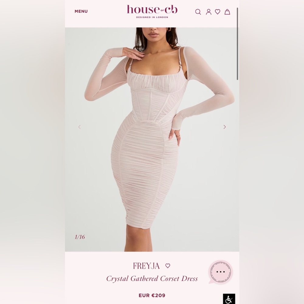 House of CB Blush Corset Long Sleeve Dress